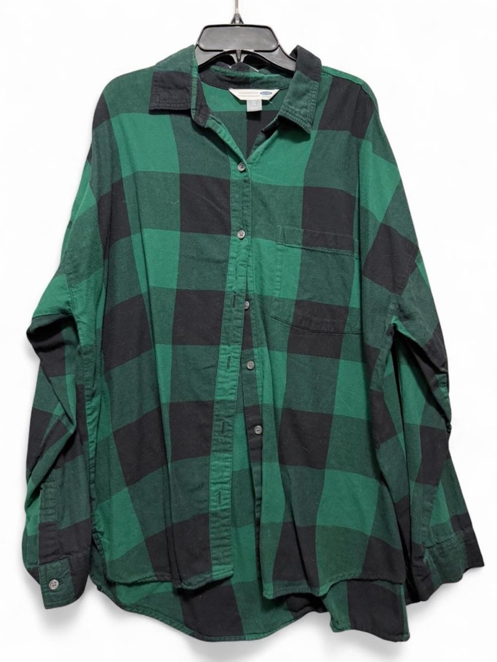 Old Navy Green and Black Plaid Button-Down Shirt